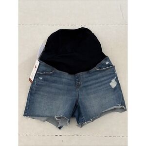 Ingrid & Isabel Maternity Size 6 Over Belly Panel High Rise Midi Jean Shorts